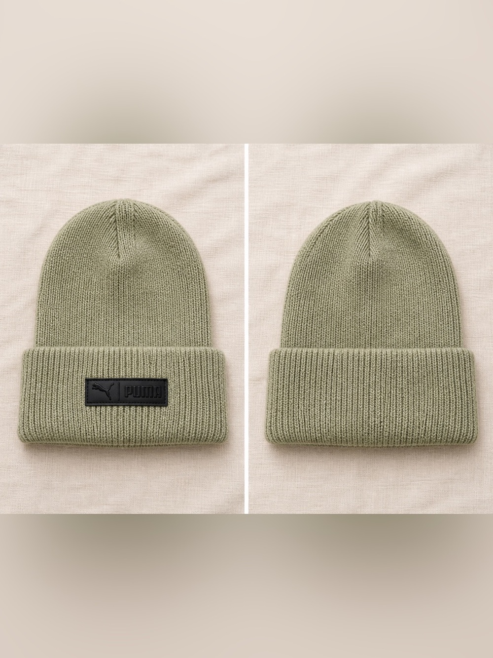 Puma Unisex Olive Green Cuffed Knit Beanie Hat OS